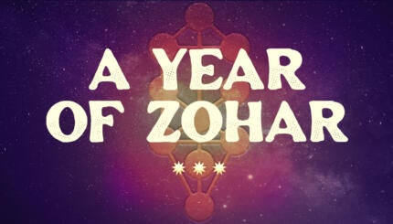 'A Year of Zohar' written over an outlone of the sefirot