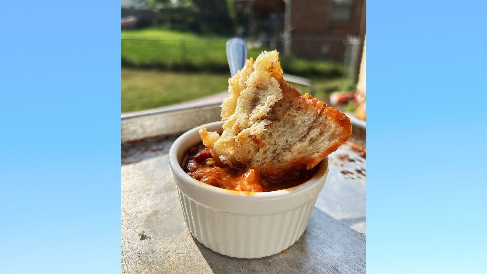 Cinnamon bun and chili.